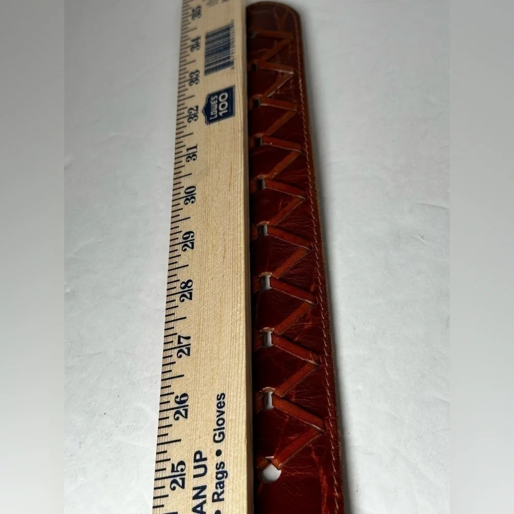 Women's Belt Brown Croc Print Wide Retro Mod Dress Casual Western Rockabilly M